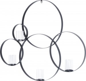 Beliani Metalowy świecznik ścienny 80 cm czarny BURU 4