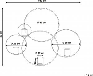 Beliani Metalowy świecznik ścienny 80 cm czarny BURU 6