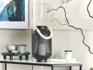 Beliani Lampion metalowy czarny CORON 3