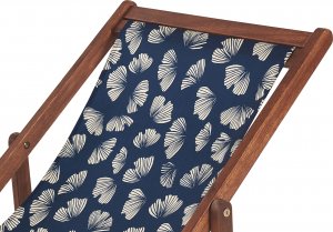 Beliani Zestaw 2 leżaków ogrodowych ciemne drewno akacjowe wzór w kwiaty ciemnoniebieski ANZIO 4