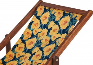 Beliani Zestaw 2 leżaków ogrodowych ciemne drewno akacjowe wzór w kwiaty żółty ANZIO 4