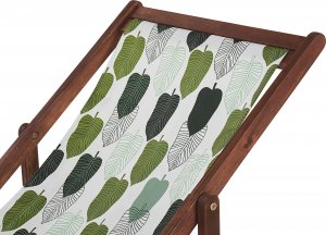 Beliani Zestaw 2 leżaków ogrodowych ciemne drewno akacjowe wzór w liście zielony ANZIO 4