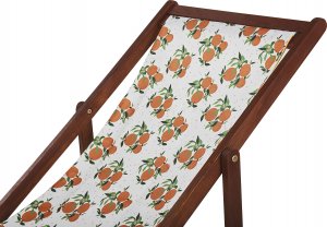 Beliani Zestaw 2 leżaków ogrodowych ciemne drewno akacjowe wzór w pomarańcze ANZIO 4