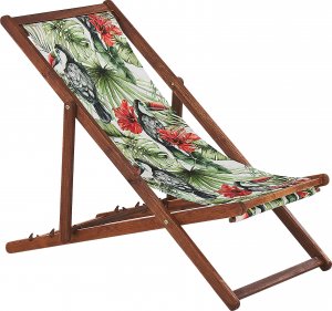 Beliani Zestaw 2 leżaków ogrodowych ciemne drewno akacjowe wzór w tukany ANZIO 3