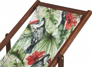 Beliani Zestaw 2 leżaków ogrodowych ciemne drewno akacjowe wzór w tukany ANZIO 4
