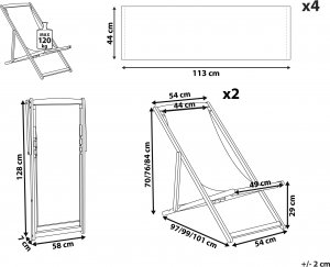 Beliani Zestaw 2 leżaków ogrodowych ciemne drewno akacjowe wzór w tukany ANZIO 10
