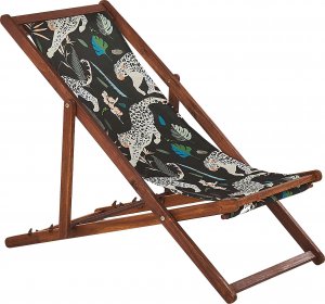 Beliani Zestaw 2 leżaków ogrodowych ciemne drewno akacjowe wzór w zwierzęta ANZIO 3