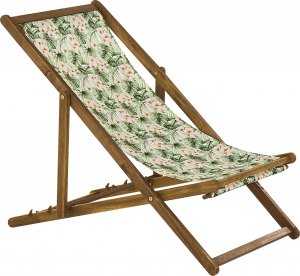 Beliani Zestaw 2 leżaków ogrodowych jasne drewno akacjowe wzór w kwiaty ANZIO 3