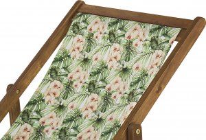 Beliani Zestaw 2 leżaków ogrodowych jasne drewno akacjowe wzór w kwiaty ANZIO 4
