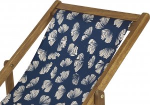 Beliani Zestaw 2 leżaków ogrodowych jasne drewno akacjowe wzór w kwiaty ciemnoniebieski ANZIO 4