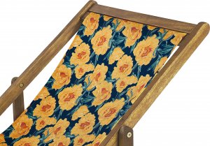 Beliani Zestaw 2 leżaków ogrodowych jasne drewno akacjowe wzór w kwiaty żółty ANZIO 4