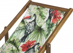 Beliani Zestaw 2 leżaków ogrodowych jasne drewno akacjowe wzór w tukany ANZIO 4