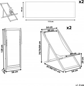 Beliani Zestaw 2 leżaków ogrodowych jasne drewno akacjowe wzór w tukany ANZIO 10