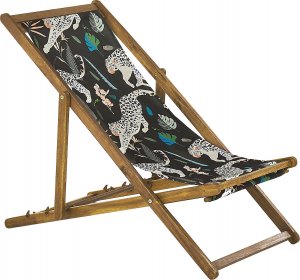 Beliani Zestaw 2 leżaków ogrodowych jasne drewno akacjowe wzór w zwierzęta ANZIO 2