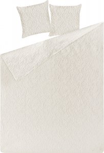 Beliani Komplet narzuta na łóżko z poduszkami tłoczona 140 x 210 cm kremowa RUDKHAN 3