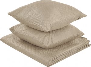 Beliani Komplet narzuta na łóżko z poduszkami tłoczona 140 x 210 cm szarobeżowy SHUSH 1