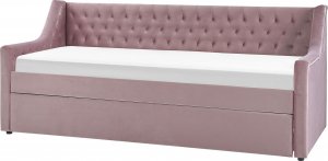 Beliani Łóżko wysuwane welurowe 90 x 200 cm różowe MONTARGIS 4