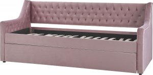Beliani Łóżko wysuwane welurowe 90 x 200 cm różowe MONTARGIS 5