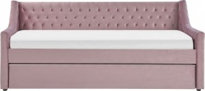 Beliani Łóżko wysuwane welurowe 90 x 200 cm różowe MONTARGIS 6
