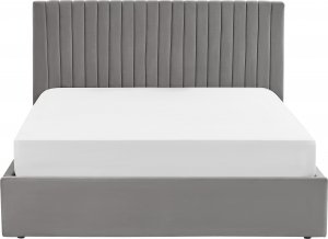 Beliani Łóżko z pojemnikiem welurowe 160 x 200 cm szare VION 4