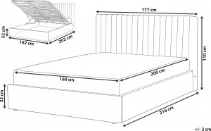 Beliani Łóżko z pojemnikiem welurowe 160 x 200 cm szare VION 10