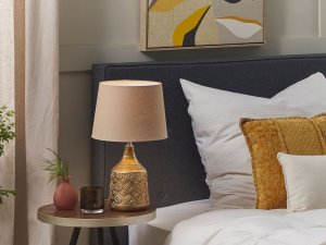 Lampa stołowa Beliani Lampa stołowa ceramiczna brązowa WARI 2