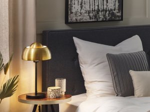 Lampa stołowa Beliani Lampa stołowa metalowa złota z czarnym SENETTE 2