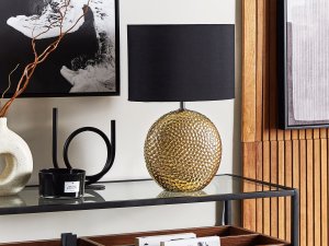 Lampa stołowa Beliani Lampka nocna ceramiczna złota NASVA 3