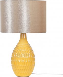 Lampa stołowa Beliani Lampka nocna ceramiczna żółta HADDAS 1