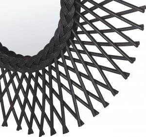 Beliani Rattanowe lustro ścienne słońce 60 cm czarne TAGOLU 4