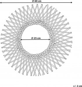 Beliani Rattanowe lustro ścienne słońce 60 cm czarne TAGOLU 5