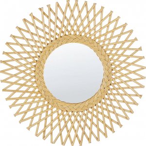 Beliani Rattanowe lustro ścienne słońce 60 cm naturalne TAGOLU 1