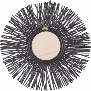 Beliani Rattanowe okrągłe lustro ścienne słońce 60 cm czarne KALASIN 3