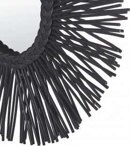 Beliani Rattanowe okrągłe lustro ścienne słońce 60 cm czarne KALASIN 4