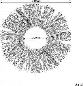 Beliani Rattanowe okrągłe lustro ścienne słońce 60 cm czarne KALASIN 5