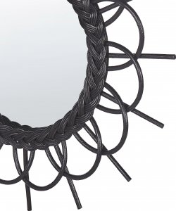 Beliani Rattanowe okrągłe lustro ścienne słońce 60 cm czarne TELAKIA 4