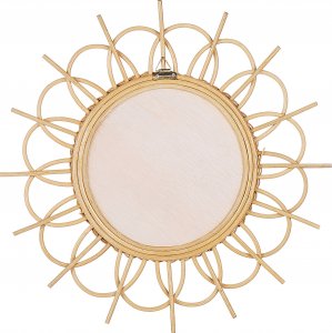 Beliani Rattanowe okrągłe lustro ścienne słońce 60 cm TELAKIA 3