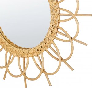 Beliani Rattanowe okrągłe lustro ścienne słońce 60 cm TELAKIA 4