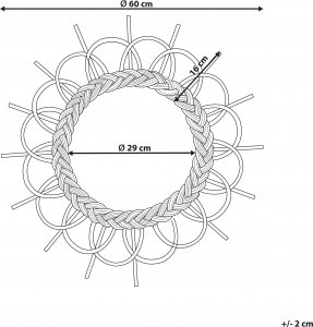 Beliani Rattanowe okrągłe lustro ścienne słońce 60 cm TELAKIA 5