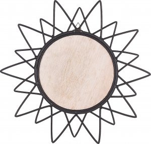 Beliani Rattanowe okrągłe lustro ścienne słońce 61 cm czarne AROEK 3