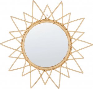 Beliani Rattanowe okrągłe lustro ścienne słońce 61 cm naturalne AROEK 1
