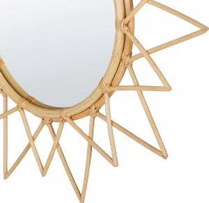 Beliani Rattanowe okrągłe lustro ścienne słońce 61 cm AROEK 4