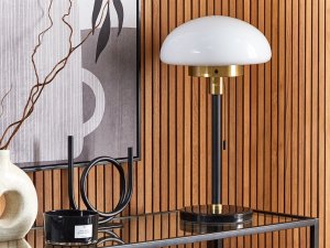 Lampa stołowa Beliani Lampka stołowa metalowa czarna MINIJA 3