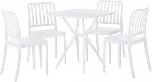 Beliani Zestaw ogrodowy stół i 4 krzesła biały SERSALE 1