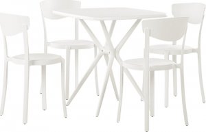 Beliani Zestaw ogrodowy stół i 4 krzesła biały SERSALE/VIESTE 1