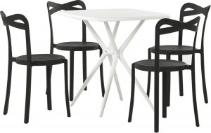 Beliani Zestaw ogrodowy stół i 4 krzesła biały z czarnym SERSALE/CAMOGLI 1