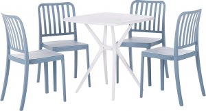 Beliani Zestaw ogrodowy stół i 4 krzesła niebieski z białym SERSALE 1