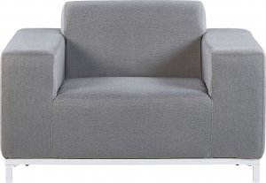 Beliani Zestaw ogrodowy tapicerowany 5-osobowy szary z białym ROVIGO 7