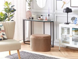 Beliani Welurowy puf ze schowkiem beżowy RICHLAND 2