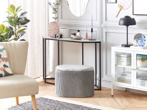 Beliani Welurowy puf ze schowkiem jasnoszary RICHLAND 2